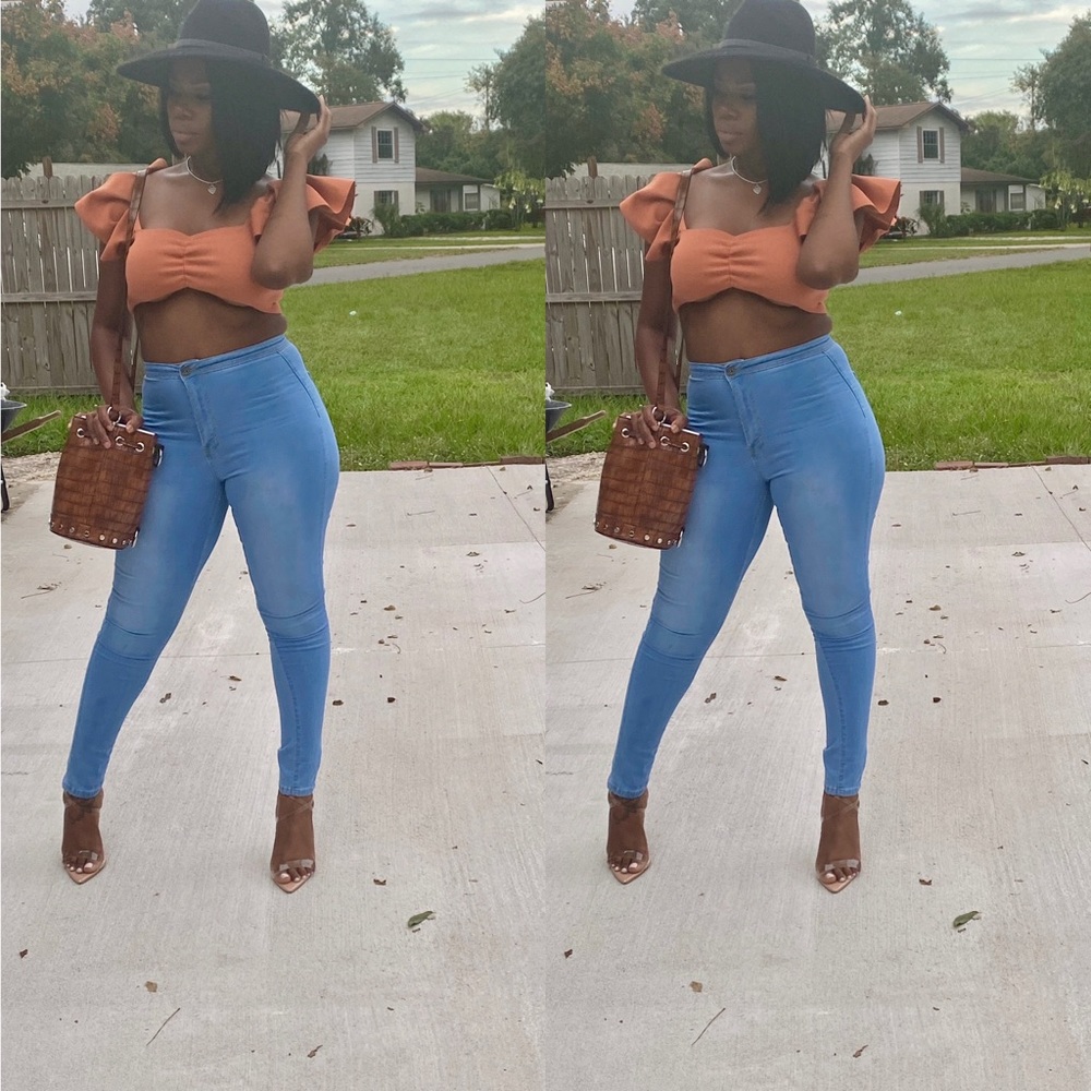 Light washed Hig Waist Denim Jeans
